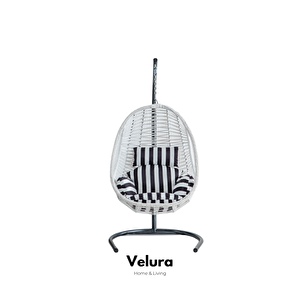 Cosmo Bahçe Salıncağı - Beyaz Rattan Zebra Minder