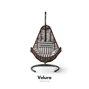 Zen Bahçe Salıncağı - Kahve Rattan Zebra Minder