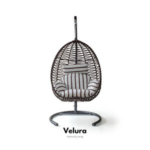 Class Bahçe Salıncağı - Kahve Rattan Zebra Minder