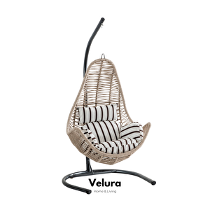 Zen Bahçe Salıncağı - Krem Rattan Zebra Minder