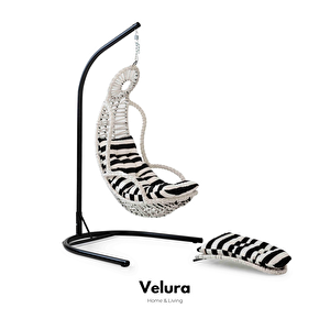 Elit Bahçe Salıncağı - Beyaz Rattan Zebra Minder