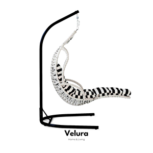 Elit Bahçe Salıncağı - Beyaz Rattan Zebra Minder