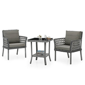 Limni Home Luna 2'li Rattan Bahçe Balkon Takımı + Sehpa