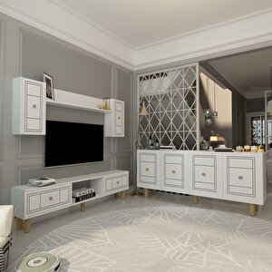 Dari̇odd Bohem Konsol (kb150), Bohem Tv Üni̇tesi̇ 2 Li̇ Salon Takimi beyaz-beyaz
