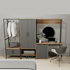 Lagomood Modulago Maxi Otel Mobilya Takımı Antrasit Ceviz