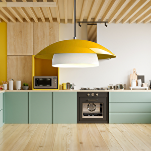 Stark Sarı Metal Large Avize Salon Mutfak Endüstriyel Sarkıt Otel Cafe Aydınlatma Beyaz-Sarı