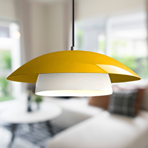 Stark Sarı Metal Large Avize Salon Mutfak Endüstriyel Sarkıt Otel Cafe Aydınlatma Beyaz-Sarı