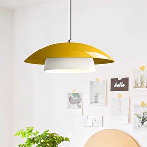 Stark Sarı Metal Large Avize Salon Mutfak Endüstriyel Sarkıt Otel Cafe Aydınlatma