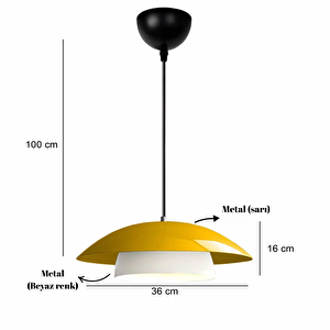 Stark Sarı Metal Large Avize Salon Mutfak Endüstriyel Sarkıt Otel Cafe Aydınlatma