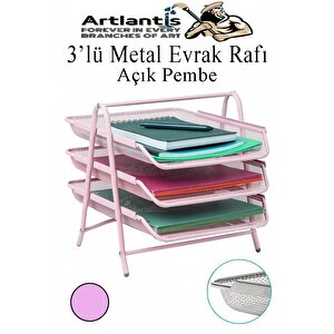 Metal Evrak Rafı 3 Lü 1 Paket Masa Üstü A4 Dosya Düzenleyici Kağıt Tepsisi Metal Fileli Üç Katlı Hareketli Perfore