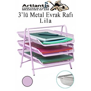 Metal Evrak Rafı 3 Lü 1 Paket Masa Üstü A4 Dosya Düzenleyici Kağıt Tepsisi Metal Fileli Üç Katlı Hareketli Perfore