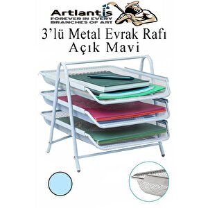 Metal Evrak Rafı 3 Lü 1 Paket Masa Üstü A4 Dosya Düzenleyici Kağıt Tepsisi Metal Fileli Üç Katlı Hareketli Perfore