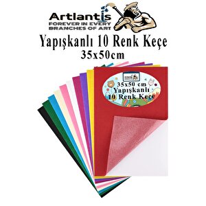 Yapışkanlı Keçe 35x50 Cm 10 Renk 1 Paket 2.0 Mm Renkli Hobi Keçesi Elişi Keçe Kumaşı Anasınıfı Kreş Okul Öncesi El Sanat