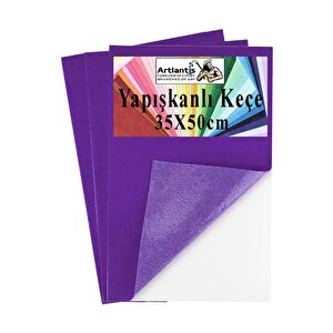 Mor Yapışkanlı Keçe 35x50 Cm 3 Adet 2.0 Mm Kendinden Yapışkanlı Renkli Hobi Keçesi Elişi Keçe Kumaşı Anasınıfı