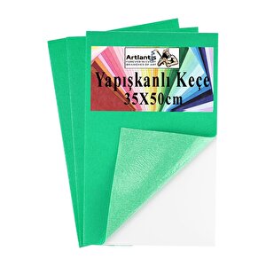 Açık Yeşil Yapışkanlı Keçe 50x70 Cm 3 Adet 2.0 Mm Kendinden Yapışkanlı Renkli Hobi Keçesi Elişi Keçe Kumaşı Anasınıfı