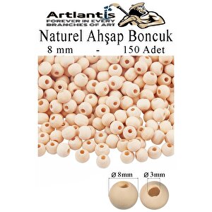 Naturel Ahşap Boncuk 8mm 150 Li 1 Paket Ham Boyanabilir Ahşap Yuvarlak Doğal Boncuklar Takı Tasarım Ektinlik Kreş Okul