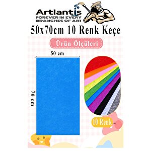 Keçe 50x70 Cm 10 Renk 1 Paket 2.0 Mm Renkli Hobi Keçesi Elişi Keçe Kumaşı Anasınıfı Kreş Okul Öncesi El Sanatları