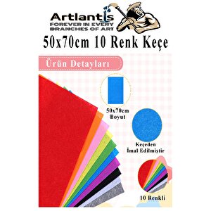 Keçe 50x70 Cm 10 Renk 1 Paket 2.0 Mm Renkli Hobi Keçesi Elişi Keçe Kumaşı Anasınıfı Kreş Okul Öncesi El Sanatları