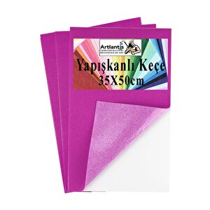 Fuşya Yapışkanlı Keçe 35x50 Cm 3 Adet 2.0 Mm Kendinden Yapışkanlı Renkli Hobi Keçesi Elişi Keçe Kumaşı Anasınıfı