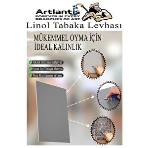 Linol Baskı Seti 1 Paket A4 20x30 Linolyum Tabaka Gri Linol Oyma Seti 5 Bıçaklı Rulo Fırça Mürekkep Linol Baskı Seti