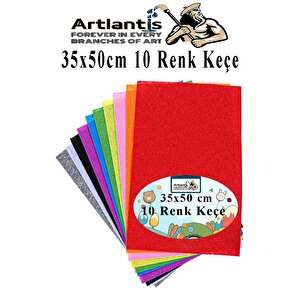 Keçe 35x50 Cm 10 Renk 1 Paket 2.0 Mm Renkli Hobi Keçesi Elişi Keçe Kumaşı Anasınıfı Kreş Okul Öncesi El Sanatları