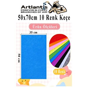 Keçe 35x50 Cm 10 Renk 1 Paket 2.0 Mm Renkli Hobi Keçesi Elişi Keçe Kumaşı Anasınıfı Kreş Okul Öncesi El Sanatları