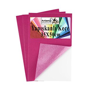 Pembe Yapışkanlı Keçe 35x50 Cm 3 Adet 2.0 Mm Kendinden Yapışkanlı Renkli Hobi Keçesi Elişi Keçe Kumaşı Anasınıfı