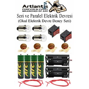 Seri Ve Paralel Basit Elektrik Devresi 1 Paket Deney Seti Sarı Mini Duy 4 Adet Mini Ampul 4 Adet Anahtar İş Eğitimi Seti