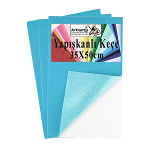 Açık Mavi Yapışkanlı Keçe 35x50 Cm 3 Adet 2.0 Mm Kendinden Yapışkanlı Renkli Hobi Keçesi Elişi Keçe Kumaşı Anasınıfı