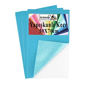 Açık Mavi Yapışkanlı Keçe 50x70 Cm 3 Adet 2.0 Mm Kendinden Yapışkanlı Renkli Hobi Keçesi Elişi Keçe Kumaşı Anasınıfı