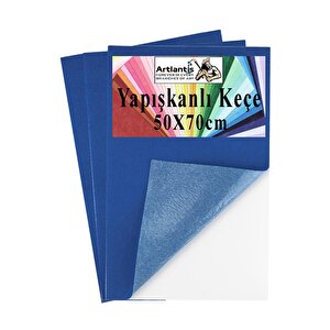 Lacivert Yapışkanlı Keçe 50x70 Cm 3 Adet 2.0 Mm Kendinden Yapışkanlı Renkli Hobi Keçesi Elişi Keçe Kumaşı Anasınıfı