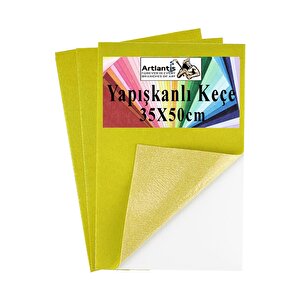 Sarı Yapışkanlı Keçe 35x50 Cm 3 Adet 2.0 Mm Kendinden Yapışkanlı Renkli Hobi Keçesi Elişi Keçe Kumaşı Anasınıfı