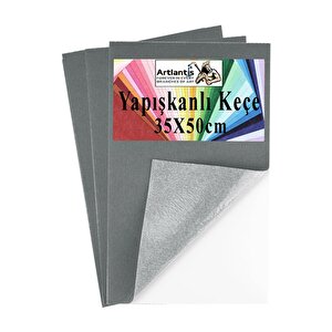 Gri Yapışkanlı Keçe 35x50 Cm 3 Adet 2.0 Mm Kendinden Yapışkanlı Renkli Hobi Keçesi Elişi Keçe Kumaşı Anasınıfı