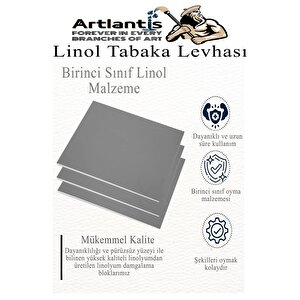 Linol Baskı Seti 1 Paket 35x50 Cm Linolyum Tabaka Gri Linol Merdane Oyma Seti 5 Bıçaklı Rulo Fırça Mürekkep Linol Baskı