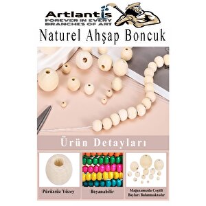 Naturel Ahşap Boncuk 10mm 50 Li 1 Paket Ham Boyanabilir Ahşap Yuvarlak Doğal Boncuklar Takı Tasarım Ektinlik Kreş Okul