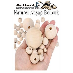 Naturel Ahşap Boncuk 32mm 20 Li 1 Paket Ham Boyanabilir Ahşap Yuvarlak Doğal Boncuklar Takı Tasarım Ektinlik Kreş Okul