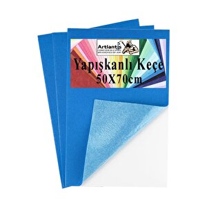 Mavi Yapışkanlı Keçe 50x70 Cm 3 Adet 2.0 Mm Kendinden Yapışkanlı Renkli Hobi Keçesi Elişi Keçe Kumaşı Anasınıfı