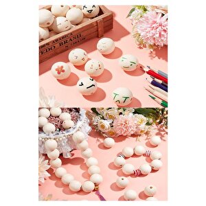Renkli Ahşap Boncuk 16mm 50 Li 1 Paket Renkli Ahşap Boyalı Yuvarlak Doğal Boncuklar Saç Takı Tasarım Ektinlik Kreş Okul