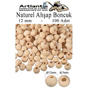 Naturel Ahşap Boncuk 12mm 100 Lü 1 Paket Ham Boyanabilir Ahşap Yuvarlak Doğal Boncuklar Takı Tasarım Ektinlik Kreş Okul