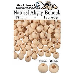 Naturel Ahşap Boncuk 18mm 100 Lü 1 Paket Ham Boyanabilir Ahşap Yuvarlak Doğal Boncuklar Takı Tasarım Ektinlik Kreş Okul