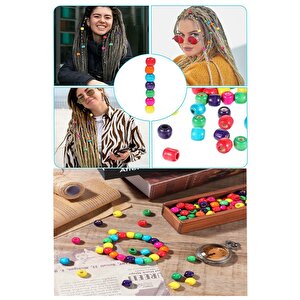 Renkli Ahşap Boncuk 300 Lü 1 Paket Renkli Ahşap Boyalı Yuvarlak Doğal Boncuklar Saç Takı Tasarım Etkinlik Kreş