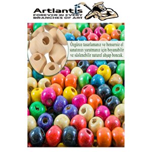 Renkli Ahşap Boncuk 300 Lü 1 Paket Renkli Ahşap Boyalı Yuvarlak Doğal Boncuklar Saç Takı Tasarım Etkinlik Kreş