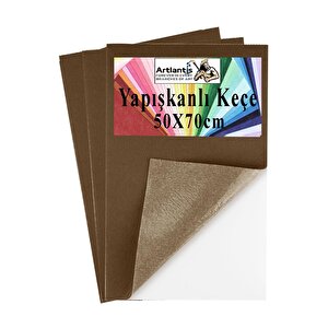 Kahverengi Yapışkanlı Keçe 50x70 Cm 3 Adet 2.0 Mm Kendinden Yapışkanlı Renkli Hobi Keçesi Elişi Keçe Kumaşı Anasınıfı