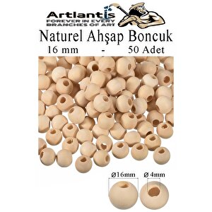 Naturel Ahşap Boncuk 16mm 50 Li 1 Paket Ham Boyanabilir Ahşap Yuvarlak Doğal Boncuklar Takı Tasarım Ektinlik Kreş Okul