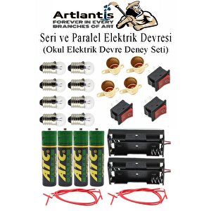 Seri Ve Paralel Basit Elektrik Devresi 1 Paket Deney Seti Sarı Mini Duy 4 Adet Mini Ampul 8 Adet Anahtar İş Eğitimi Seti