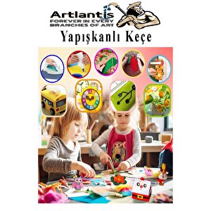 Açık Yeşil Yapışkanlı Keçe 35x50 Cm 3 Adet 2.0 Mm Kendinden Yapışkanlı Renkli Hobi Keçesi Elişi Keçe Kumaşı Anasınıfı