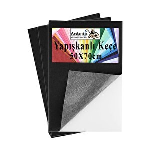 Siyah Yapışkanlı Keçe 50x70 Cm 3 Adet 2.0 Mm Kendinden Yapışkanlı Renkli Hobi Keçesi Elişi Keçe Kumaşı Anasınıfı