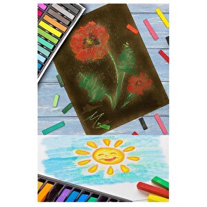 Toz Pastel Boya 12 Renk A5 Eskiz Defteri Pastel Dağıtma Kalemi 1 Paket Toz Soft Pastel Boya 12li Yumuşak Pastel Monalisa