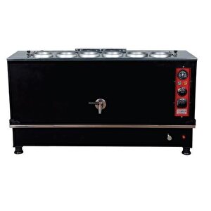 Pro Kompakt Full Otomatik Çay Makinası 6 Demlikli 60 Litre Siyah Elektrikli Doğalgazlı