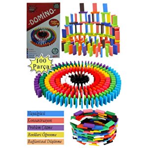 Domino Oyunu Eğitici 100 Parça 1 Paket 100 Lü Ahşap Renkli Domino Taşı Akıl Zeka Mantık Ve Strateji Oyunu Okul Öncesi